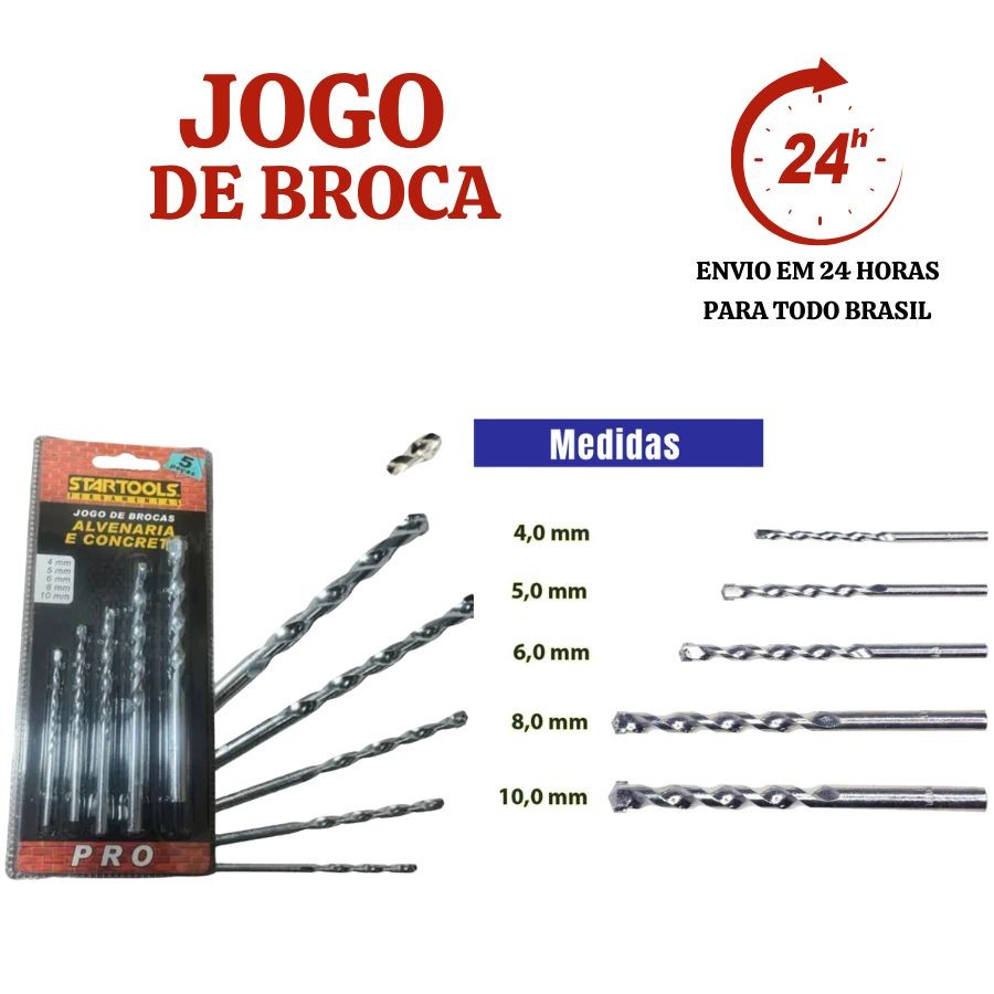Jogo de Brocas Concreto Alvenaria StarTools