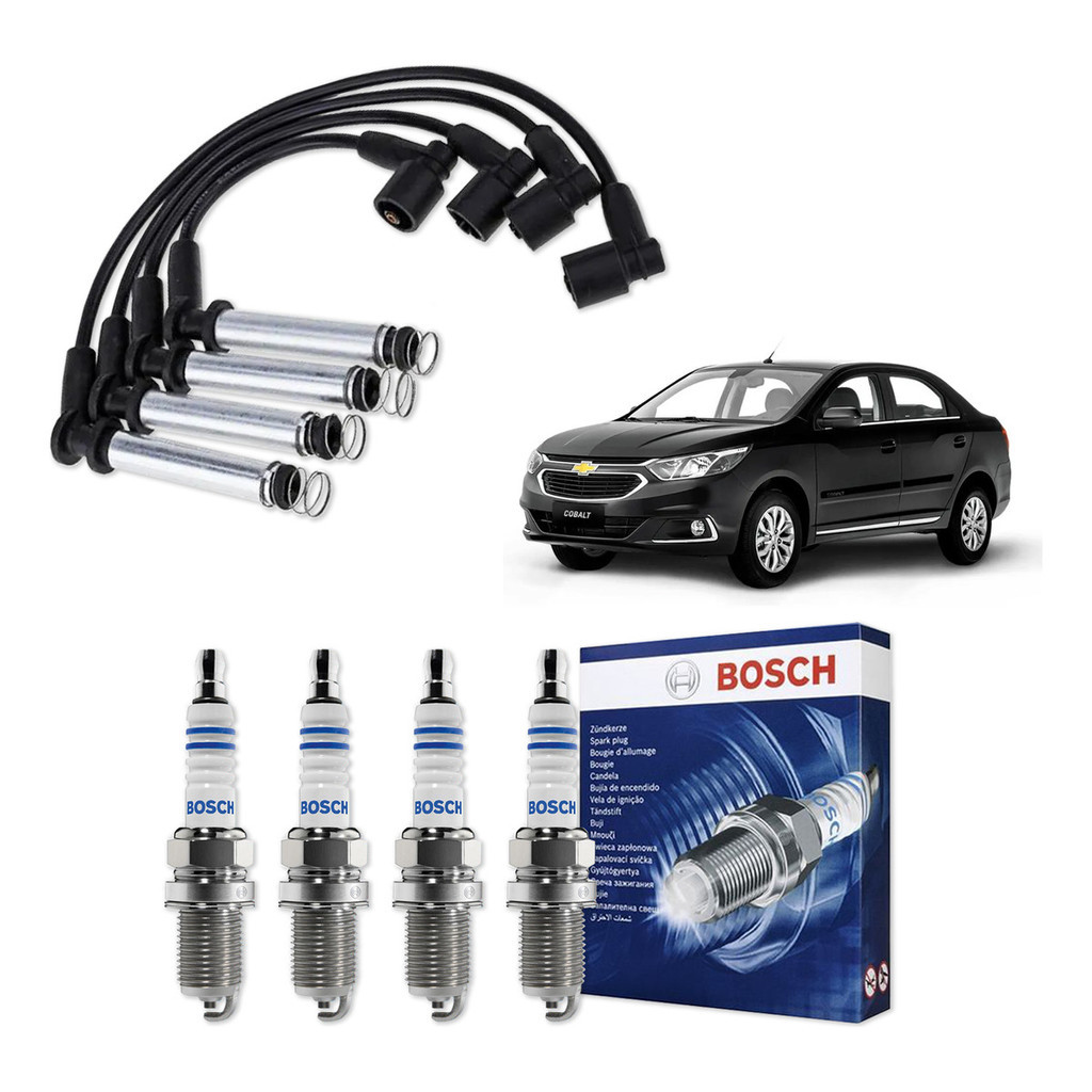 Kit Cabo E Vela de Ignição Original Bosch Chevrolet Cobalt 1.4 8V Econo.Flex 2011 a 2016