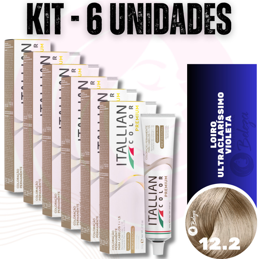 6 Colorações Nº 12.2 (102s) Itallian Color Tinta Silk 60g