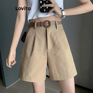 Lovito Shorts Casuais De Bolso Liso Para Mulheres LNA43289