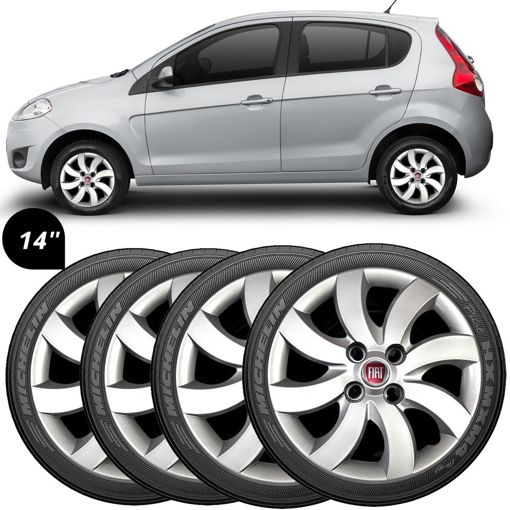 Jogo Calota Aro 14 Compatível com Attractive Uno Palio Siena Punto + Resinado