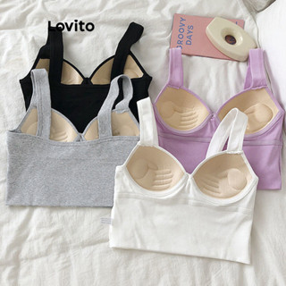 Lovito Regata Feminina Casual Com Estrutura Lisa LBL08019