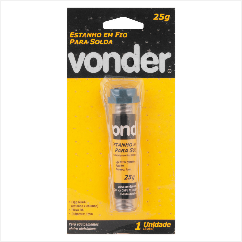 Estanho em fio com fluxo 1 mm 63 x 37 com 22 g - Vonder