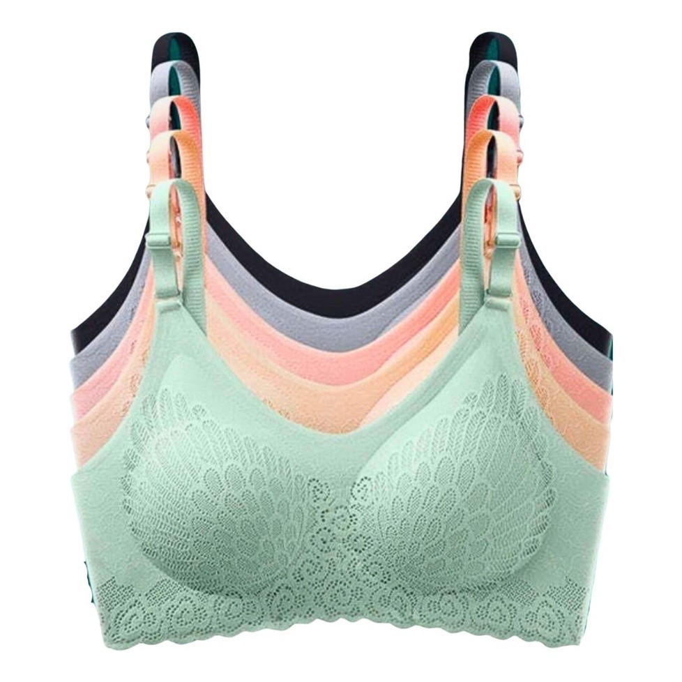 Kit 3 Sutiã Feminino 5D Sem Costura Com Renda e Alça Ajustável Cores Sortidas em Oferta na Shopee