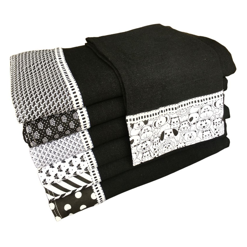 Pano De Prato Preto Premium Minimalista 10 Unid em Oferta na Shopee