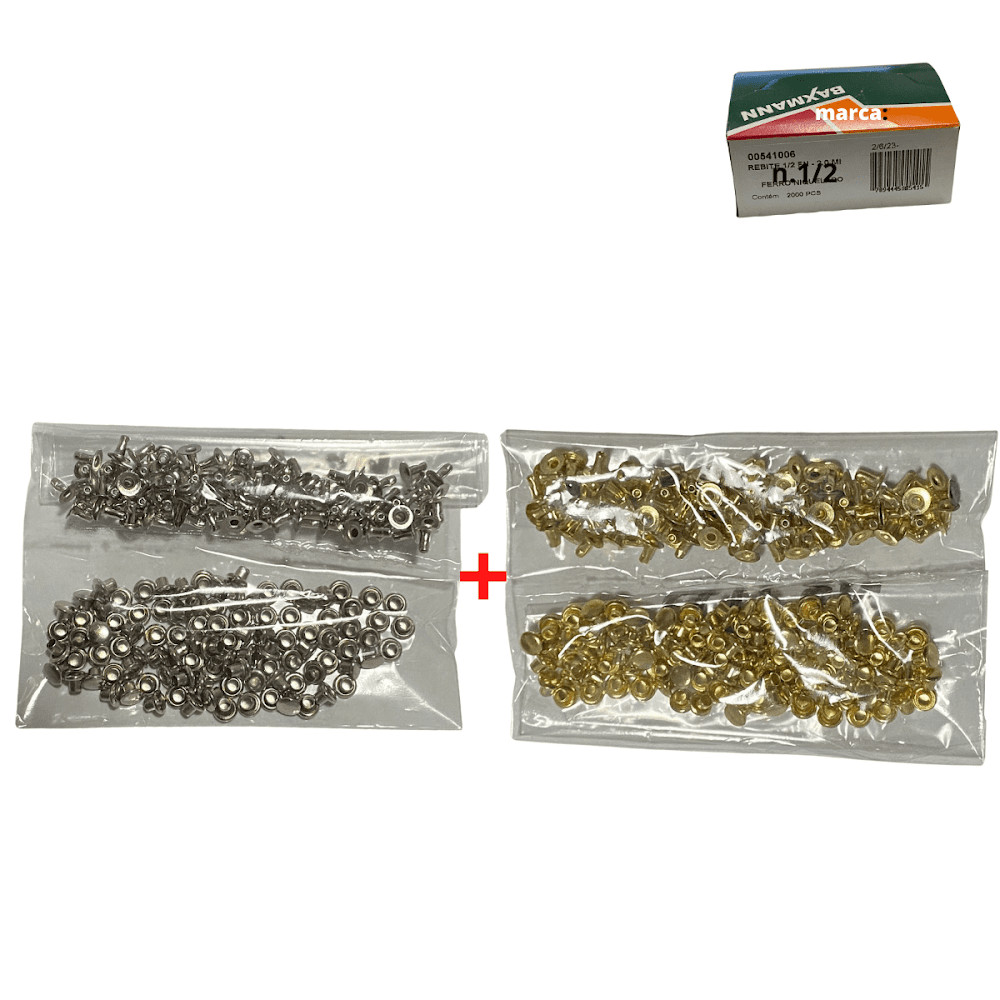 Kit 200 Rebite n.1/2 Ferro Niquelado Ou Latonado(dourado)