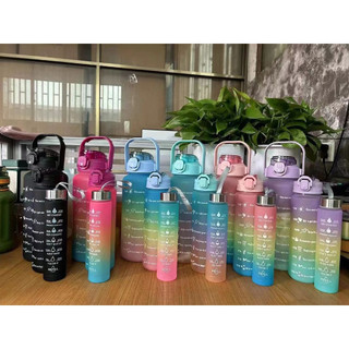 Garrafa De Água Motivacional De Grande Capacidade Portátil De 2000Ml 900Ml 300Ml Em Degradê