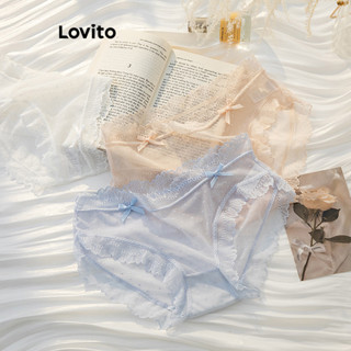Lovito Calcinha Casual De Renda Lisa Para Mulheres LNL46131