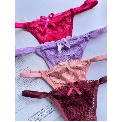 Kit 2,3,5,8 ou 10 Calcinha Fio Dental Sexy de Renda Calcinhas com Regulagem Feminina Tanga Sensual