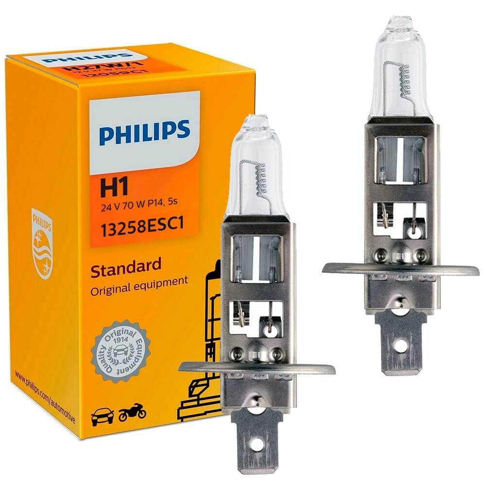 Par Lâmpada Halógena Standard H1 70W 24V P14,5s Philips - Spare Parts and Accessories for Vehicles
