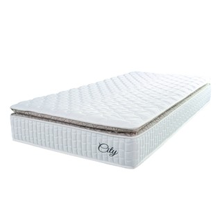 Colchão Solteiro Molas Ensacadas City Pillow Top 88x188x23cm Branco/Bege Hellen - Suporta até 110kg por Pessoa em Oferta na Shopee