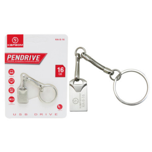 Pendrive Mini 16Gb Metalico Com Chaveiro Nano Usb 2.0