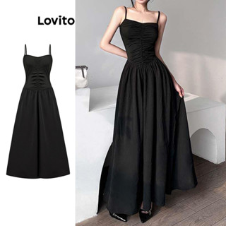 Lovito Vestido Elegante Liso Franzido Para Mulheres L80ED450