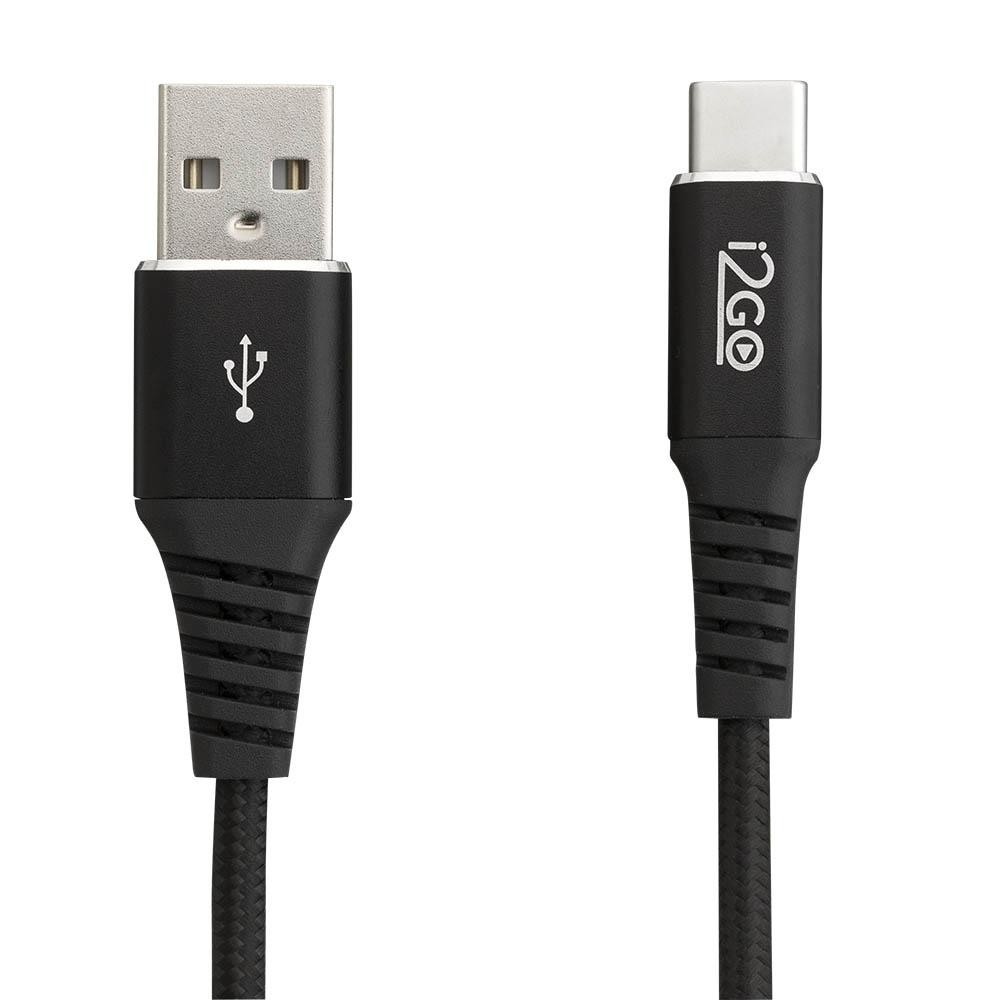 Cabo USB-C i2GO 2m 3a Nylon Trançado Preto em Oferta na Shopee