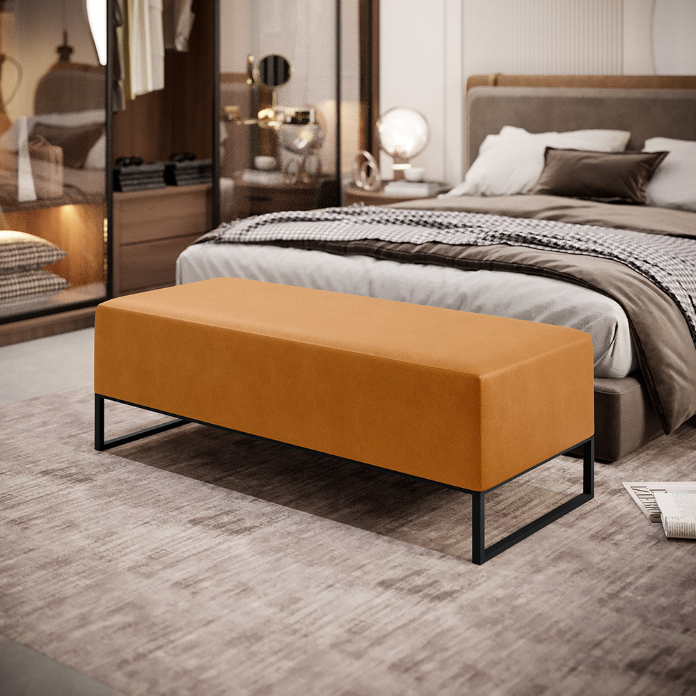 Puff Decorativo Sala de Estar Bali W01 Base Ferro 120x50 cm Couríssimo Whisky - Lyam Decor em Oferta na Shopee