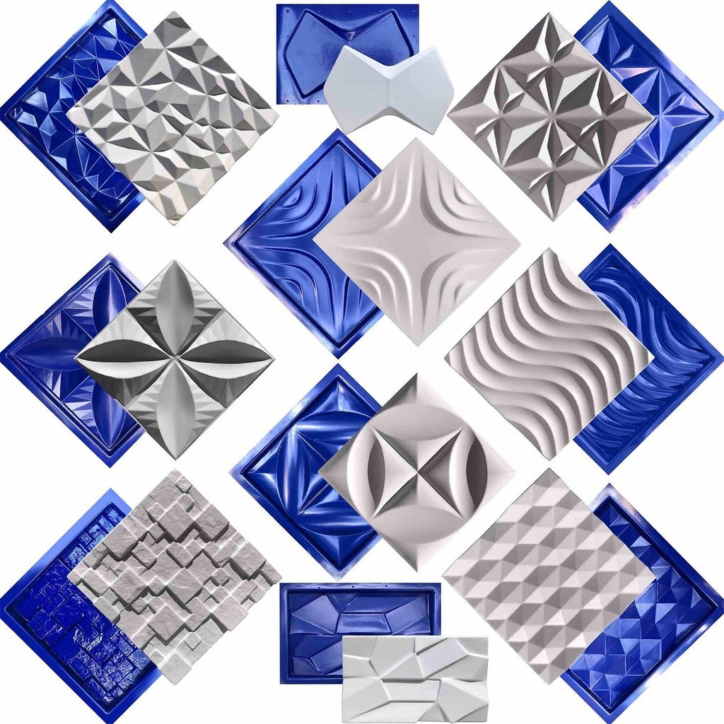 Conjunto 10 Formas 3d Gesso E Cimento Abs Azul 1mm Lindíssimo