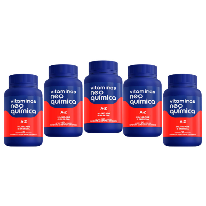 Vitaminas Neo Quimica A-Z C/60 Comprimidos Imunidade e Energia - Kit C/5