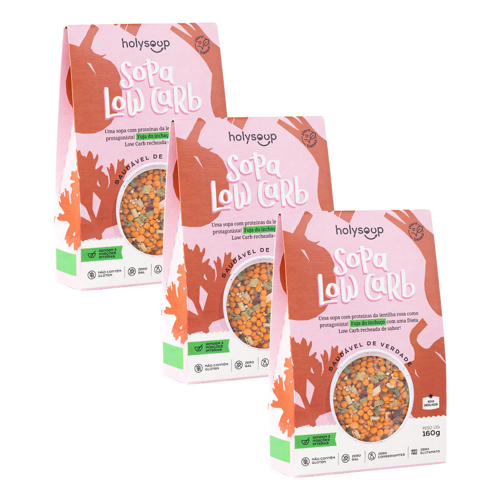 KIT 3X SOPA SAUDÁVEL HOLY SOUP SOPA LOW CARB 160G