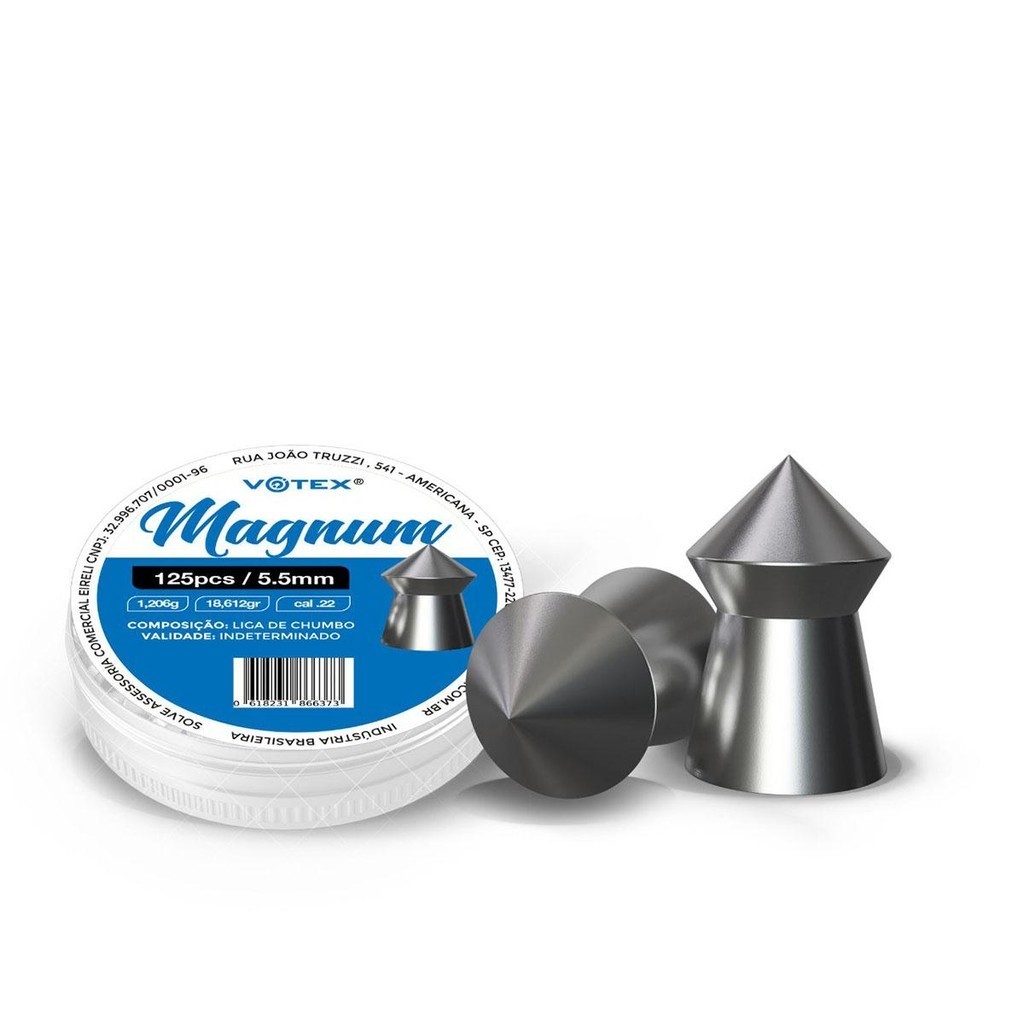 Chumbinho Magnum 5.5mm 1,208g 125 Unidades - Votex - Sports & Outdoors