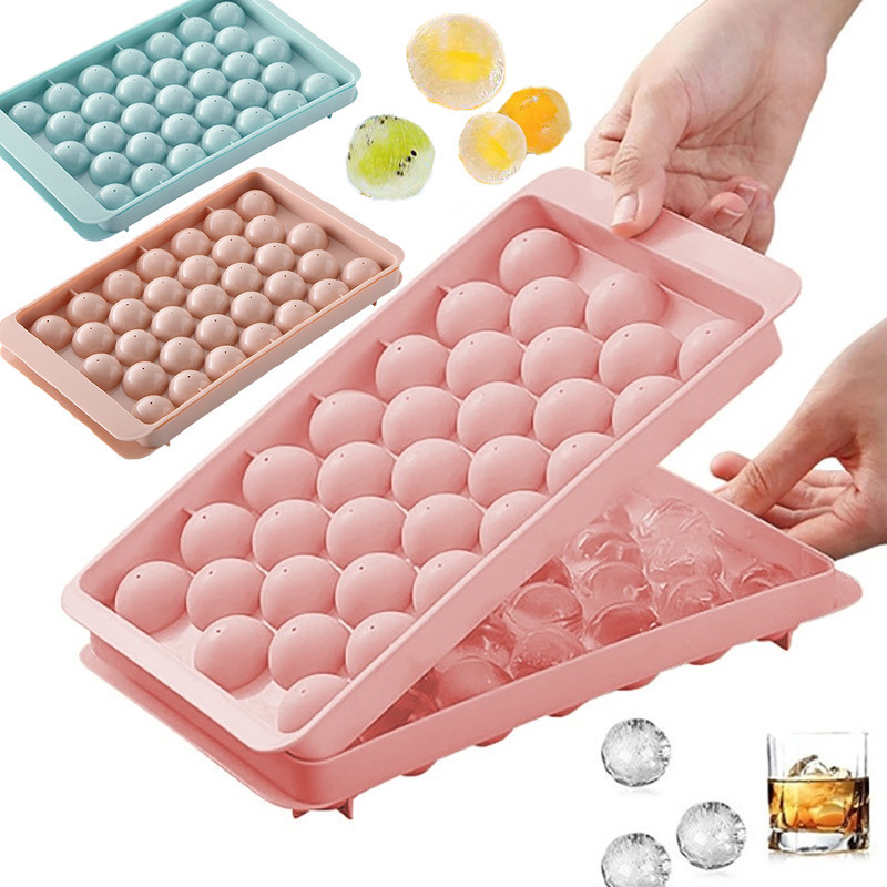 333 Grade 3D Moldes Redondos Reutilizáveis De Bola De Gelo Com Tampa Para Cubos Caseiros Coquetel Whiskey Cold Drink Bar Party Supply Ice Making Tool Gadgets De Cozinha