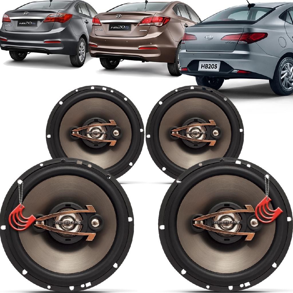 Kit Alto Falantes Dianteiros e Traseiros Hyundai HB20S 2012 até 2022 - Hurricane Platino 640w