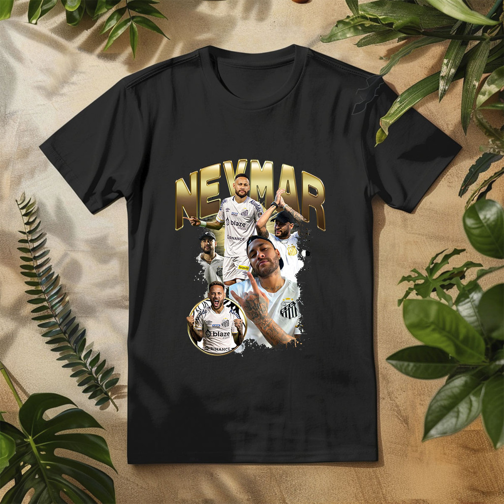 Camisa Estilo Esportivo Time Nei Camiseta Futebol Blusa Algodão Estampada Menino com Bola no Pé