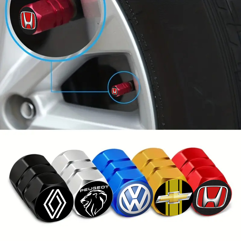 4 Tampa De Bico Válvula Bico Pneu Carro Acessório Automotivo Alumínio Marcas