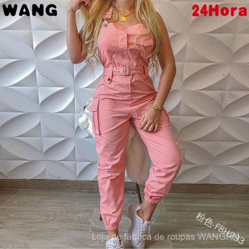 Macacão Sexy Sem Alças de Cor Sólida para Mulheres em Oferta na Shopee