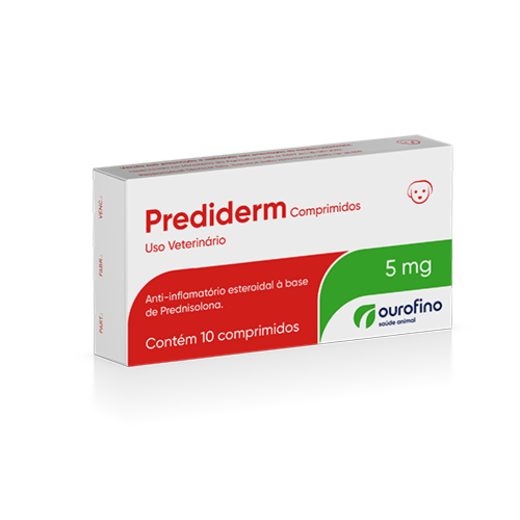 PREDIDERM 5MG CAIXA COM 10 COMPRIMIDOS ANTI INFLAMATORIO PREDNISOLONA OURO FINO