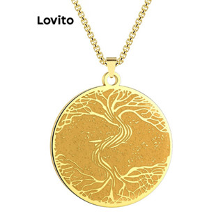 Lovito Colares Casuais Simples Com Pingente De Árvore Da Vida Em Ouro 18K Rock Punk Para Mulheres LCS06611