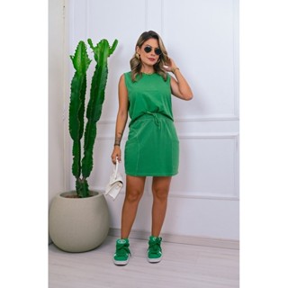 Conjunto de Verão Feminino em Malha Estonada Saia e Regata