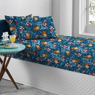 Jogo de Cama Infantil com Fronha em Malha com Elástico - Algodão Antialérgico - Lençol Infantil Solteiro