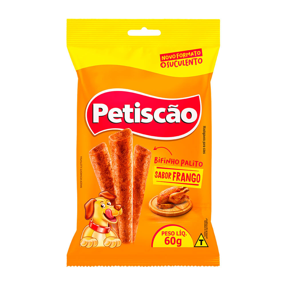 Bifinho Mastigável Petiscão Palito Para Cães Sabor Frango 60g em Oferta na Shopee