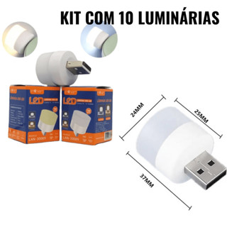 Kit com 10 mini luminárias luz lâmpada led abajur usb