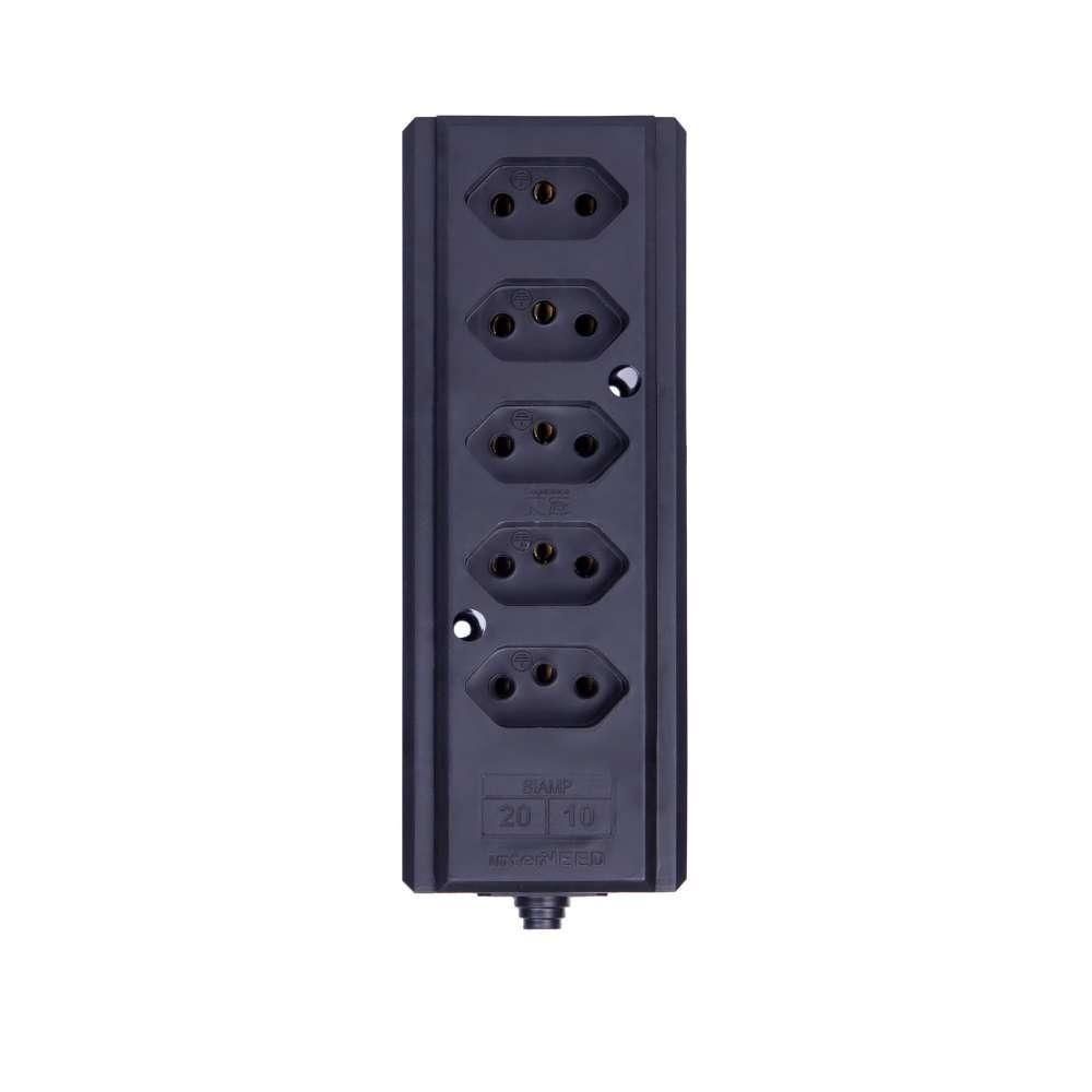 Tomada Barra 2P+T 10 20A Quintupla Régua 5 Tomadas Para Extensão Elétrica Plug Bivolt 110V 220V Reforçada Preta em Oferta na Shopee