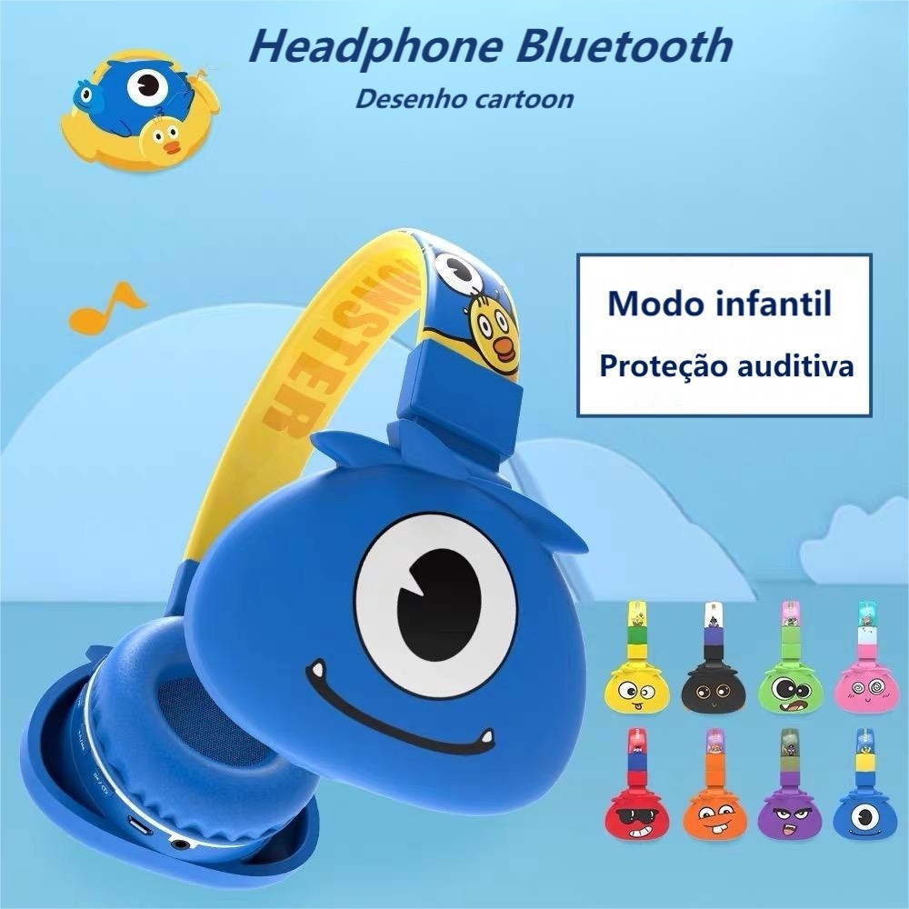 Xtrad Headphone Fone de ouvido bluetooth jellie monster sem fio infantil Desenho cartoon 09BT