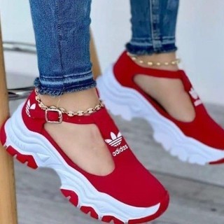 Tênis feminino 2023 outono nova cor de fundo grosso contraste camurça fivela gravata euro-americana casual