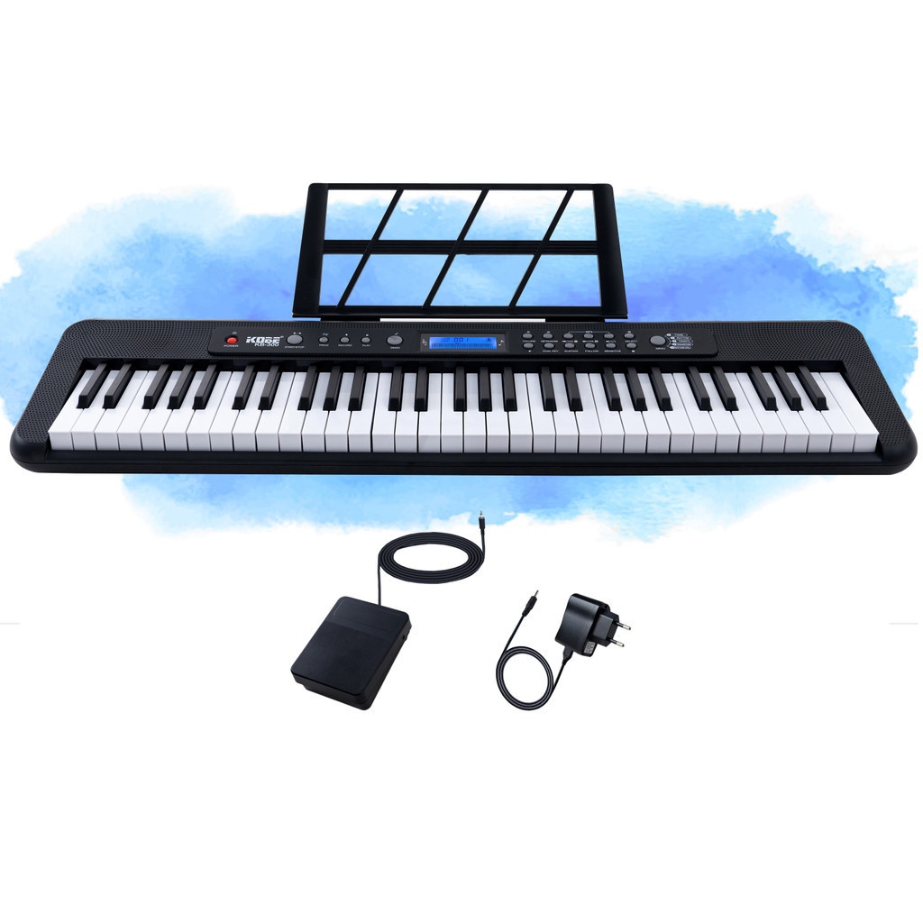 Teclado Musical Kobe KB-300 5/8 61 Teclas com Sensibilidade ao Toque com Pedal Sustain Preto