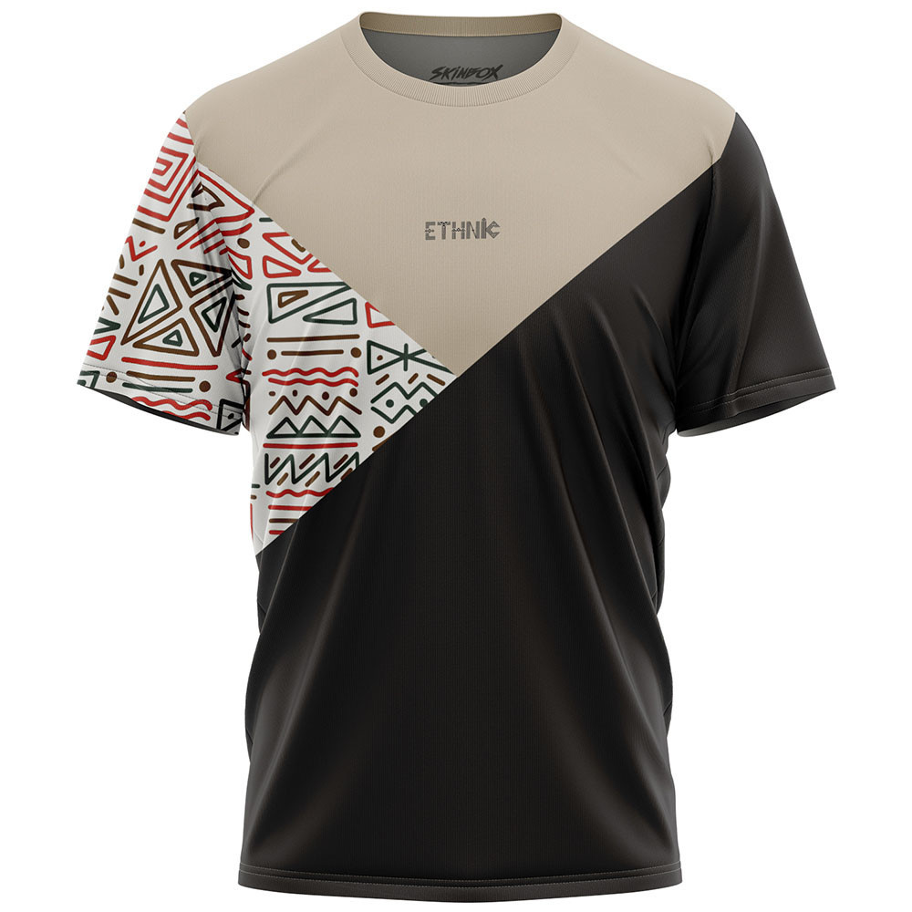 Camiseta Masculina Étnica Tribal Triangle Streetwear Moderna Versátil