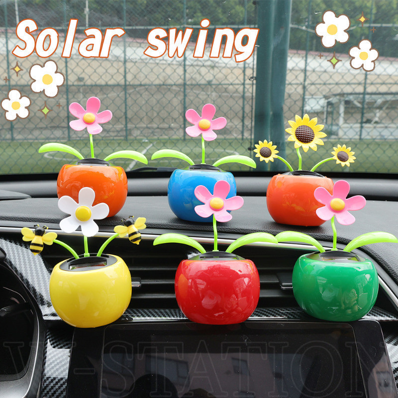 Pendente De Flor Oscilante Movido A Energia Solar-Acessórios Montados Em Veículos Para Janela De Painel-Enfeites De Carro De Flores De Animais Com Cabeça Balançando Fofa-Decoração De Primavera Do Console Central em Oferta na Shopee