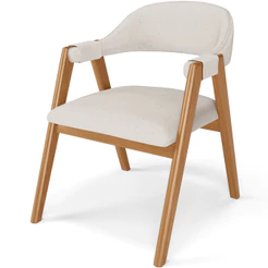 Cadeira de Jantar e Estar Living Estofada Nadja L02 Linho Cru - Lyam Decor