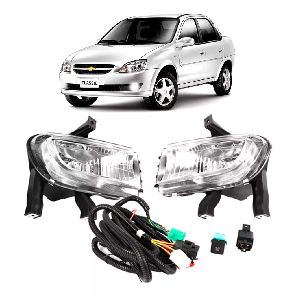 Kit Farol Milha Auxiliar Novo Corsa Classic 2010 2011 2012 2013 2014 2015 e 2016