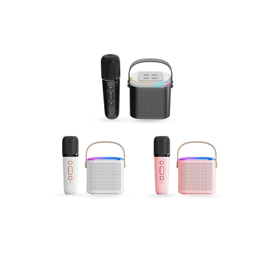 Caixa de Som com Microphone Karaoke Machine Portable Bluetooth Speaker Com 1 Microfones Sem Fio