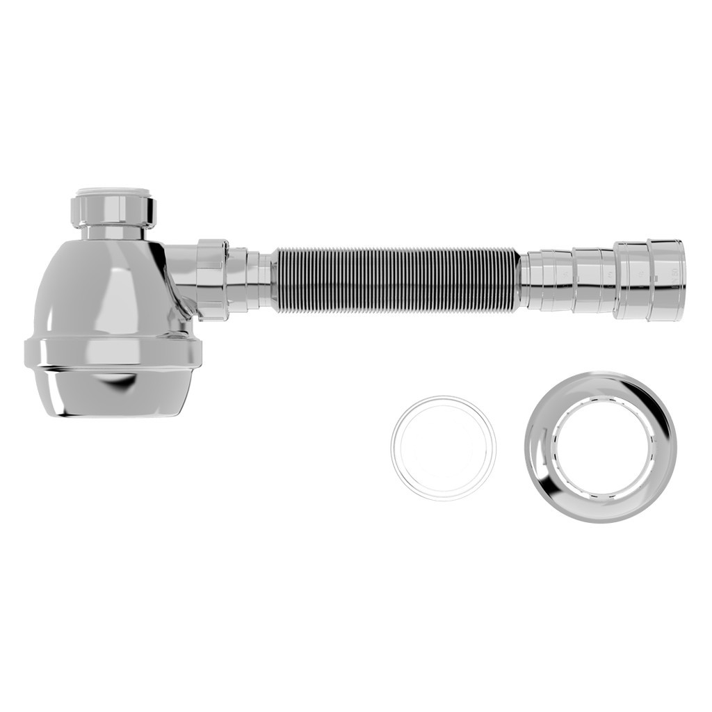 Sifão Copo Universal Cromado com Copo para pia e tanque