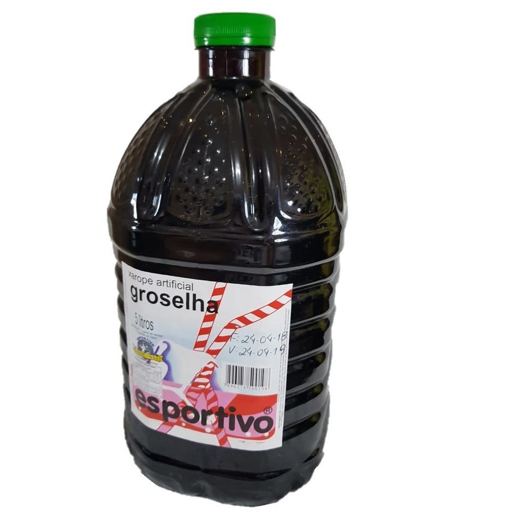 Xarope de Groselha Esportivo - Galão de 5 litros, Contém Suco Natural