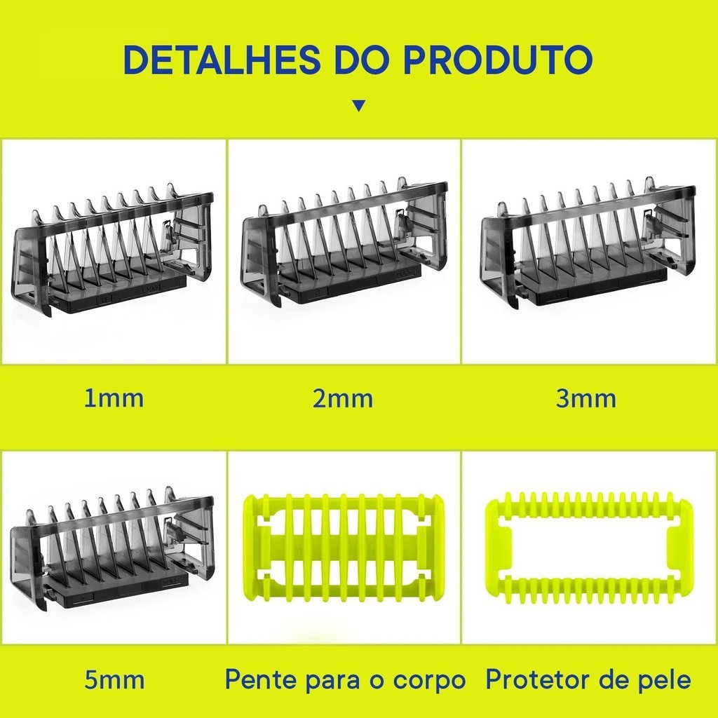 Kit Pentes Guia com Estojo para Philips One Blade - Yinke 7 peças