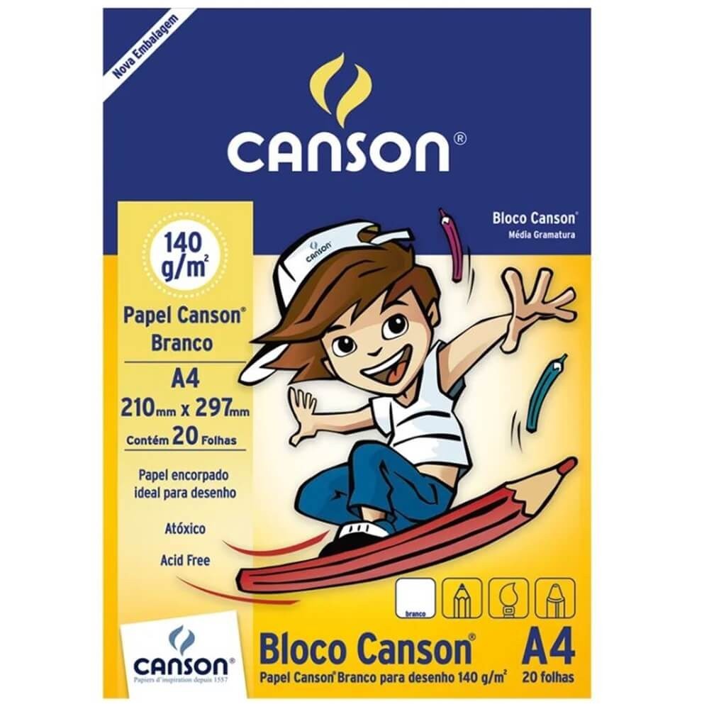 Bloco para Desenho A4 Branco com 20 Folhas 140g - Canson