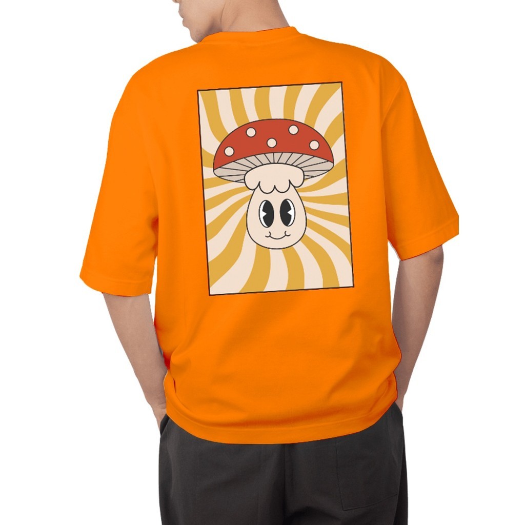 Moda Cogumelos Felizes Sorrindo Camiseta Vintage Camisa Moda Gringa Estilo Rua Blusa Oversized