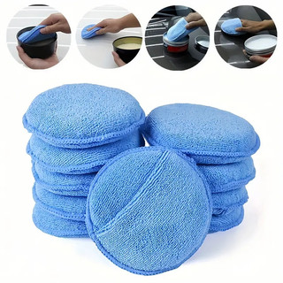 10 Pacotes de Aplicadores de Cera de Microfibra de 5 Polegadas, Almofada de Esponja Azul - Super Macia, Não Abrasiva, Se