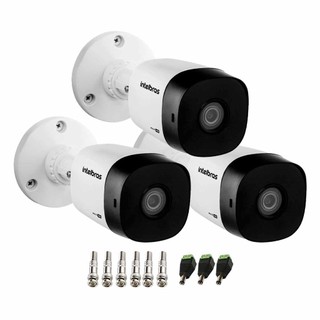 Kit 3 Câmeras Intelbras VHL 1120 Bullet G2 HDCVI Lite, HD 720p, Lente 2.8mm, Visão Noturna 20m, IP66 + Conectores